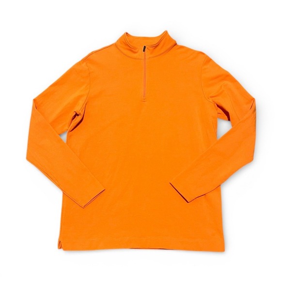 Dunhill Links Men's Quarter Zip Pullover Orange Size M Cotton Blend - Picture 2 of 4